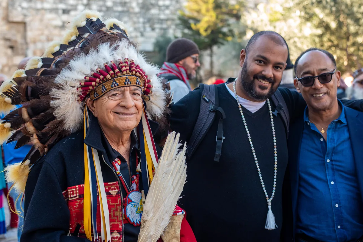 Rajiv with Indigenous chief at Jerusalem