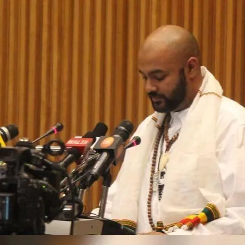 Rajiv at UN press conference